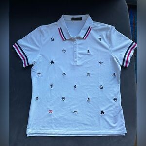 G/Fore Womens Golf Polo Size
Large White Shirt Top Skull Heart